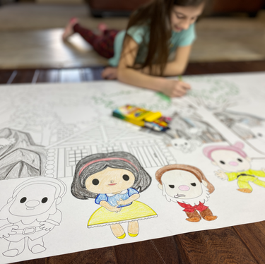 Snow White Table Size Coloring Sheet